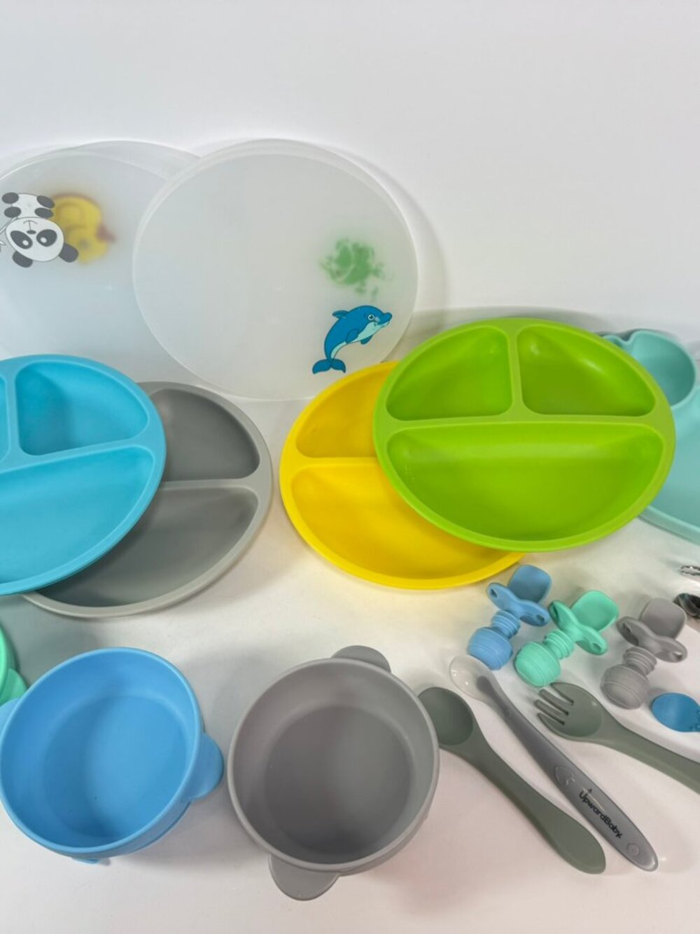 Bundle lot Baby Toddler Plates Bowls Spoons